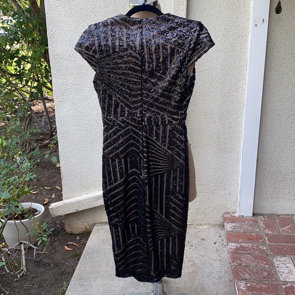 Rubber Ducky black gorgeous sequin low cut dress w/ slit up the front at bottom. - Picture 9 of 14